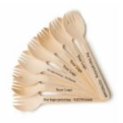 logo printed 140mm disposable wooden spork manufacturer